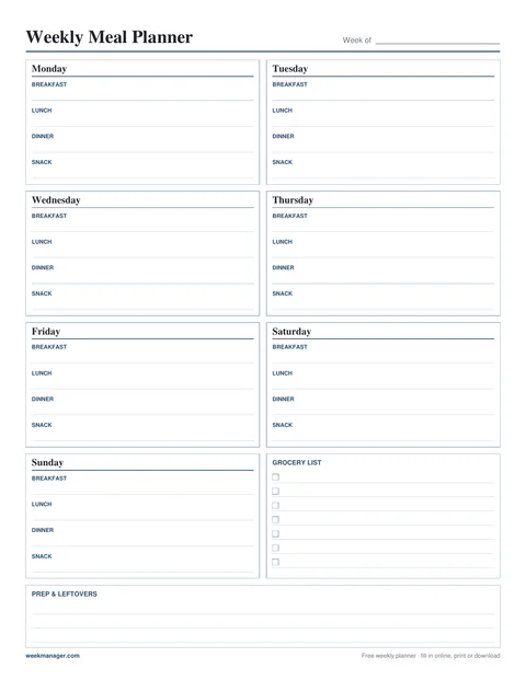 Weekly Meal Planner template preview
