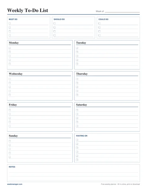 Weekly To-Do List template preview